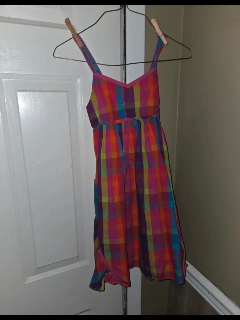 Bonnie Jean Multicolor Plaid Sundress with Pink Trim